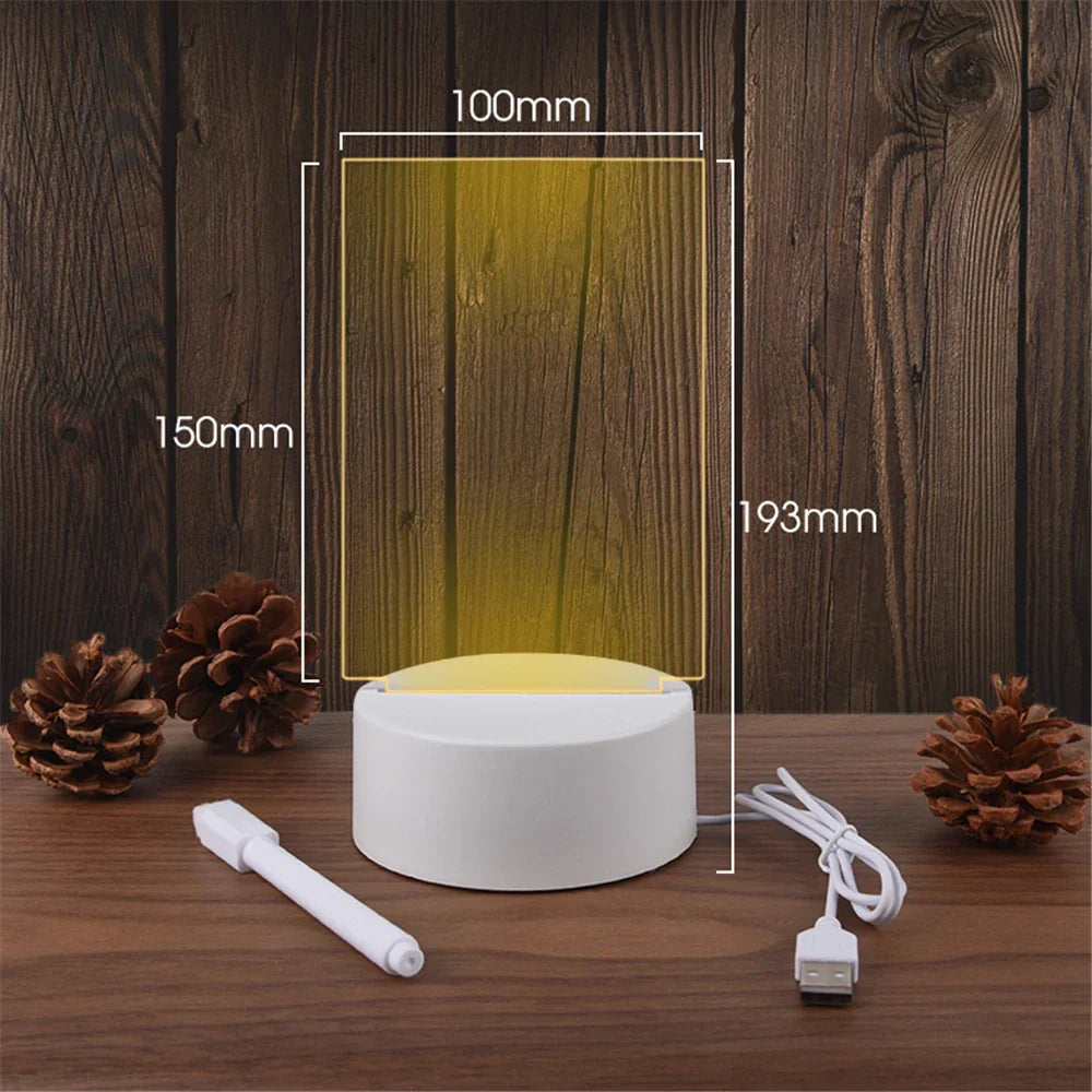 Transparent LED lamp, acrylic, with writing board and calendar