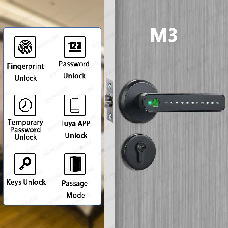 RAYKUBE M3 digital lock, fingerprint, remote opening via app