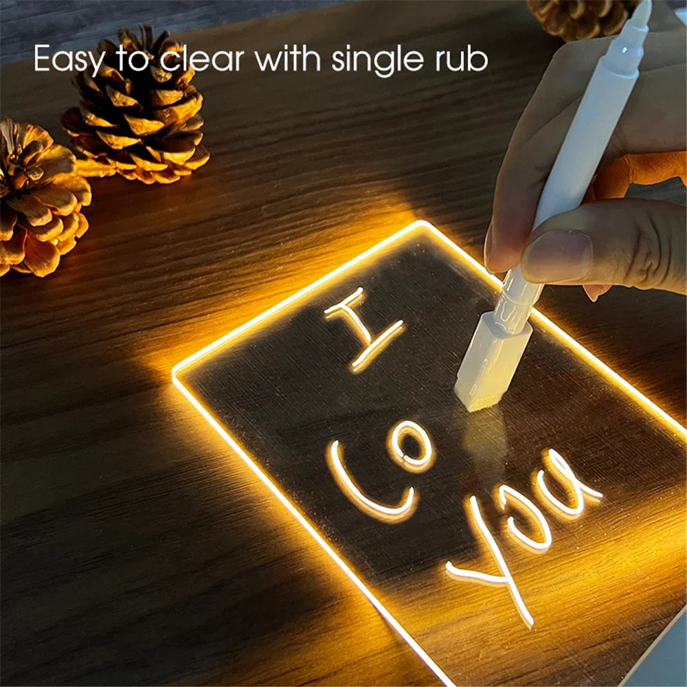 Transparent LED lamp, acrylic, with writing board and calendar