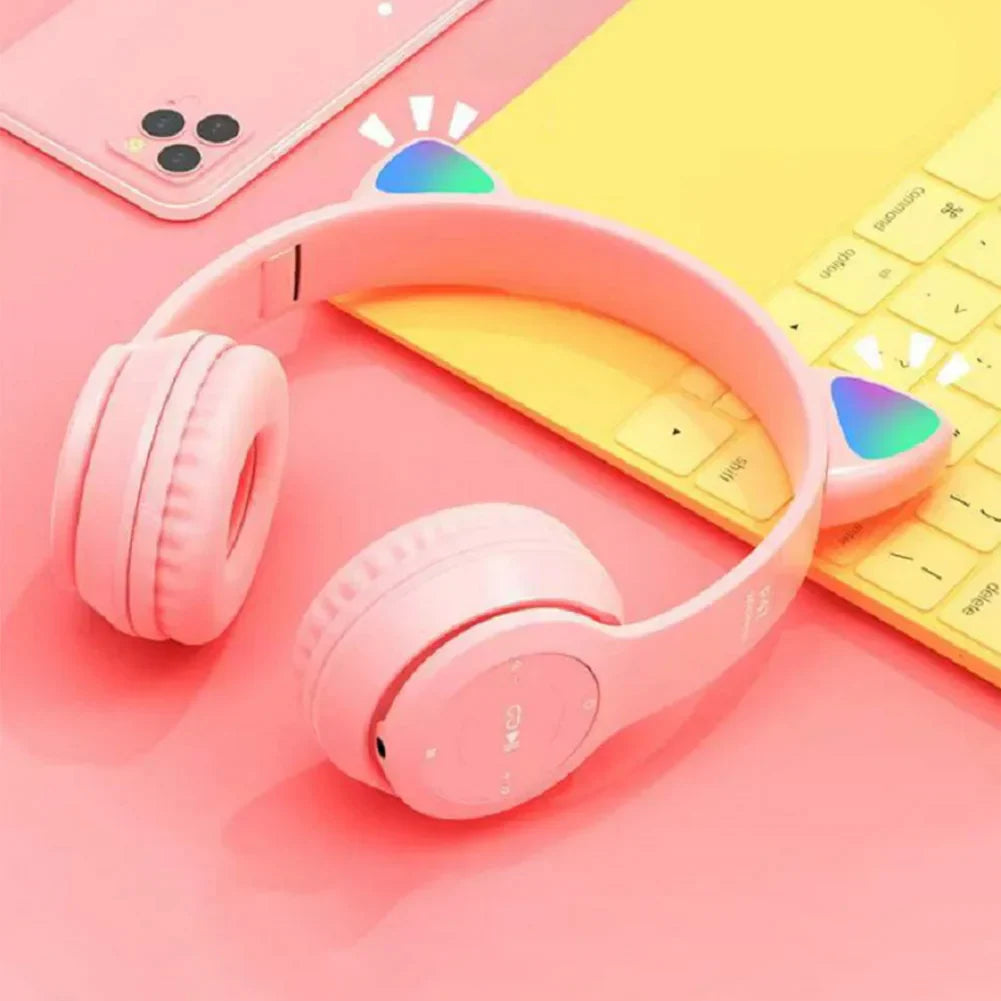Wireless LED Headphones, Cat Ears, for Kids
