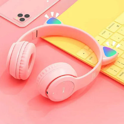 Wireless LED Headphones, Cat Ears, for Kids