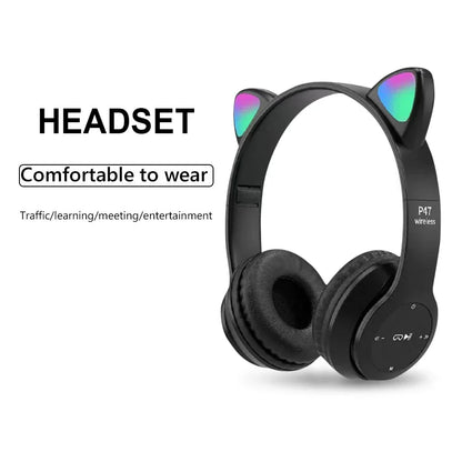 Wireless LED Headphones, Cat Ears, for Kids