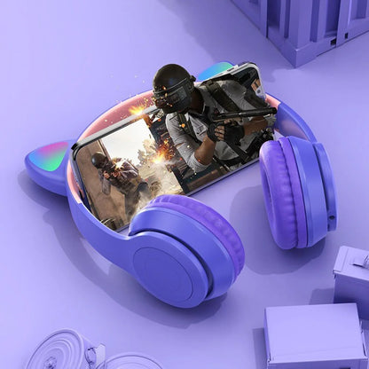 Wireless LED Headphones, Cat Ears, for Kids