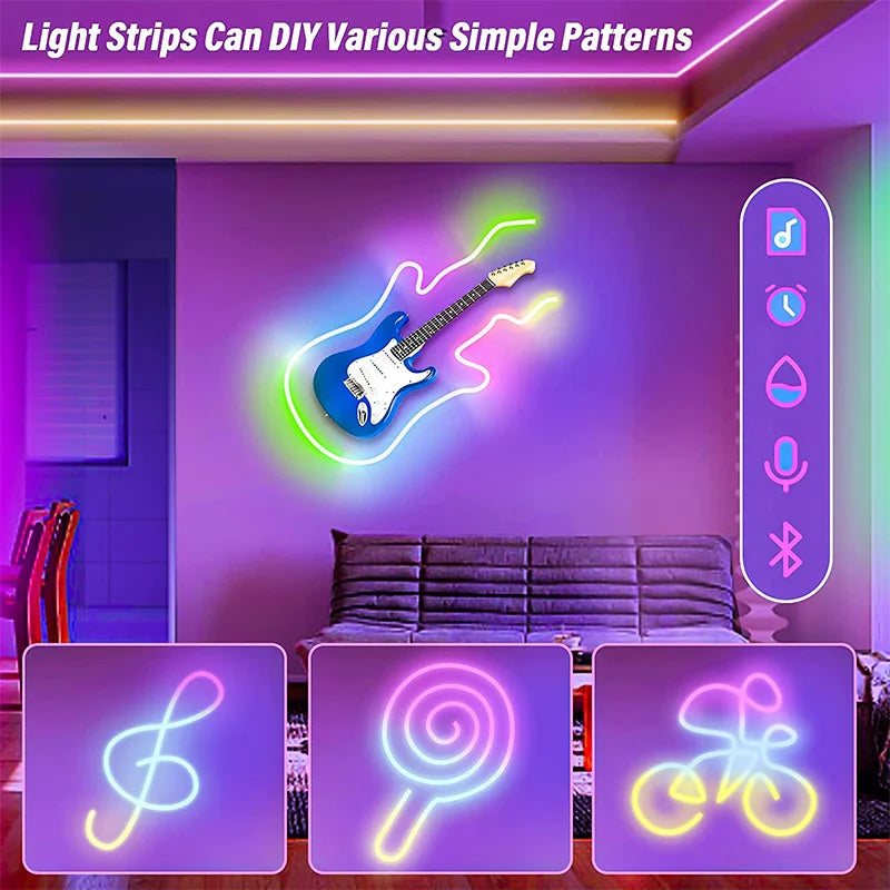 Neon RGBIC LED Strip, Waterproof, Wall Decoration